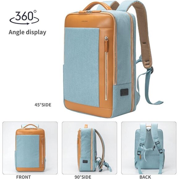 Men Blue Business Smart Backpack Waterproof Laptop Backpack Travel Durable bag - Picture 3 of 10